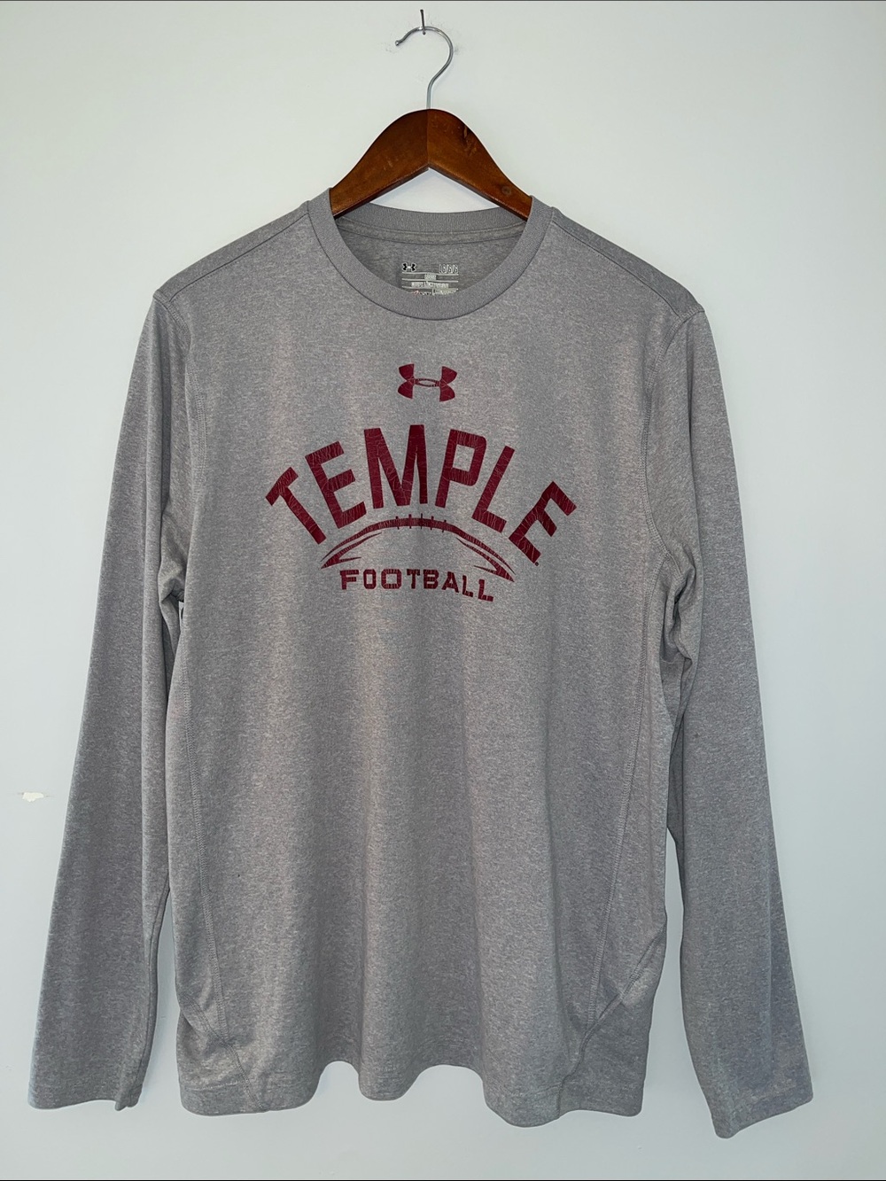 Under Armour Gray Long Sleeve Temple Football Performance Tee